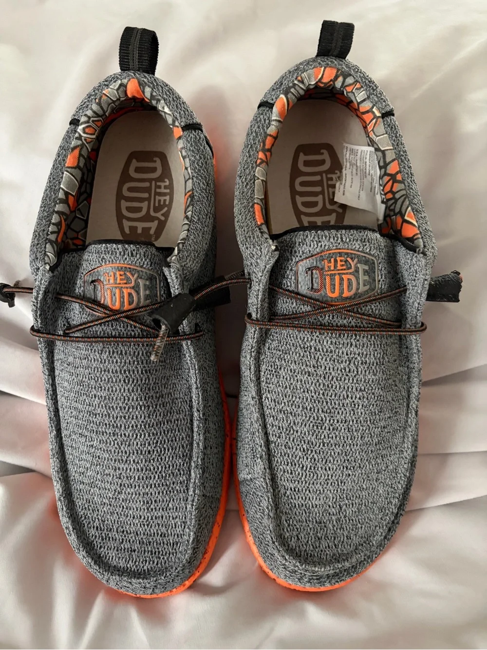 Hey Dude Grey with Orange Accent Men's Slip-On Loafers